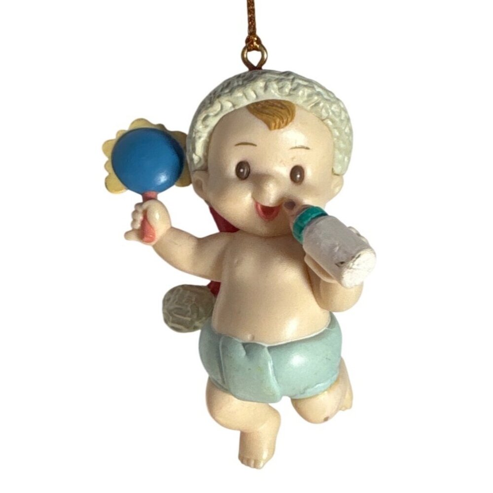 Matrix Baby Christmas Ornament With Santa Hat Baby Bottle & Rattle 3"